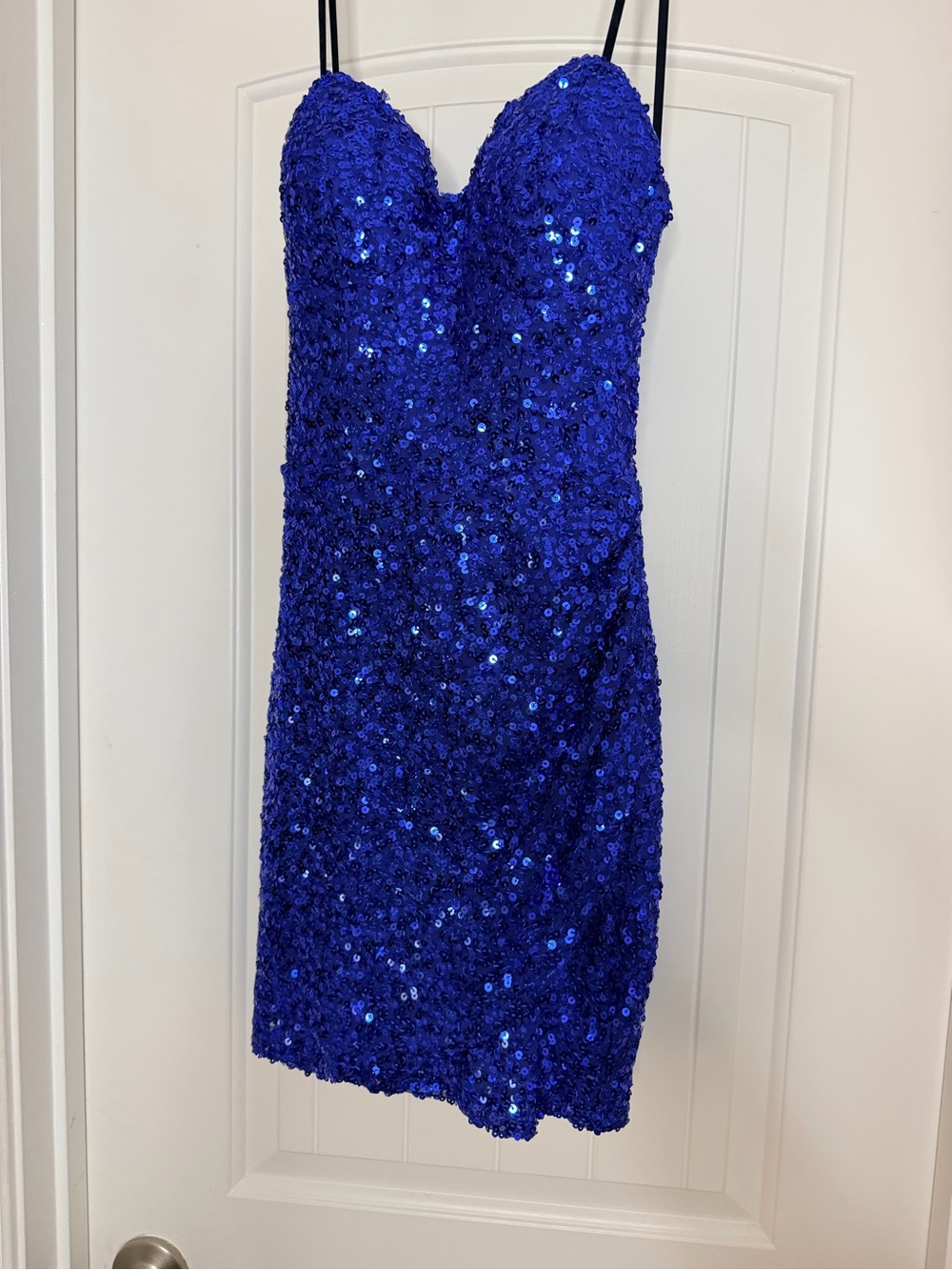 Royal Blue Sequin strapless Hoco Dress